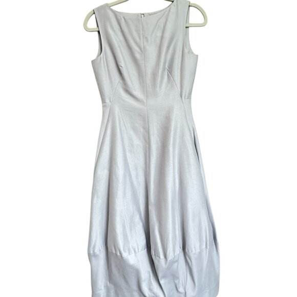 COS cotton silk cocoon midi dress gray Size 4 contemporary classic tailored - Picture 3 of 9